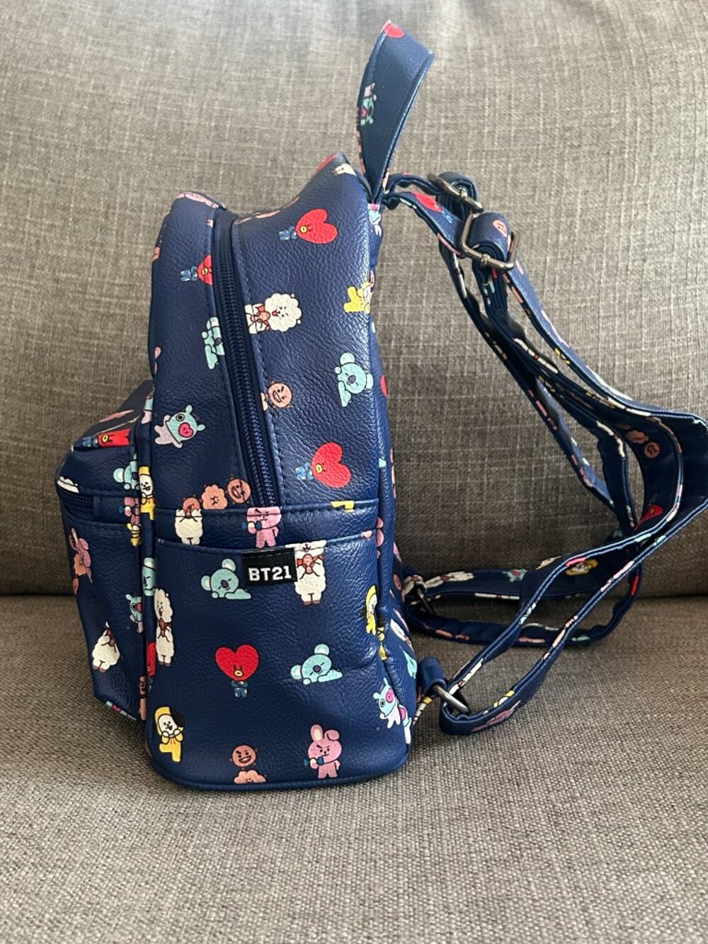 BT21 Blue Mini Backpack Faux Leather Cute Character Graphics K-Pop BTS Merch - Picture 4 of 14